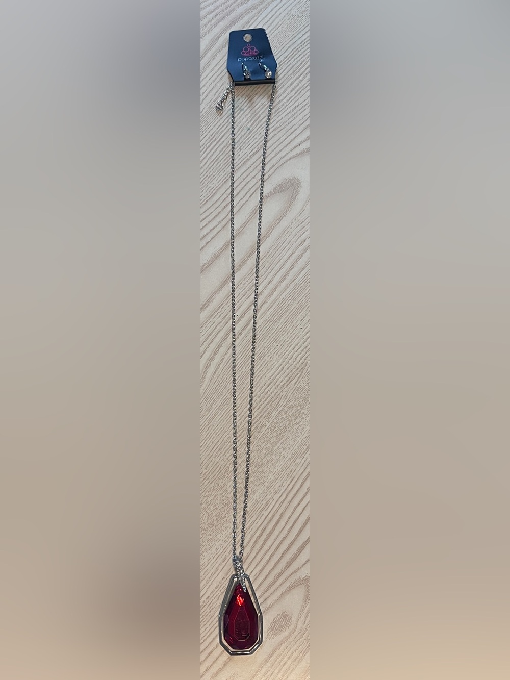 Paparazzi Silver-Tone Red Teardrop Pendant Necklace